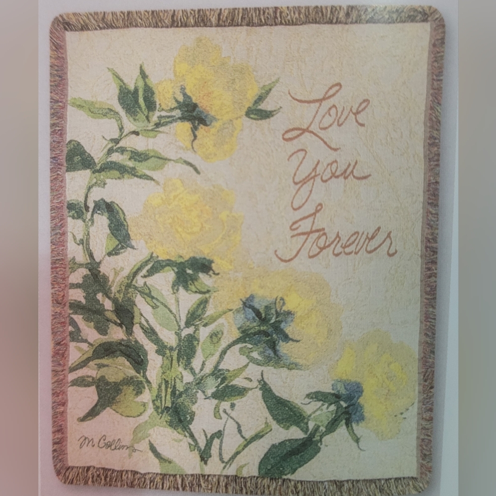 Manual Wood Worker Love you Forever (yellow rose)Tapestry Throw